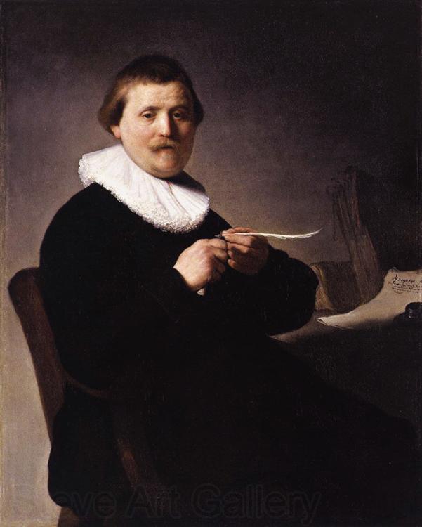 REMBRANDT Harmenszoon van Rijn Portrait of a man trimming his quill (mk33) Spain oil painting art